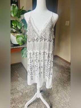 Free People Arizona Nights Beaded Slip Dress L